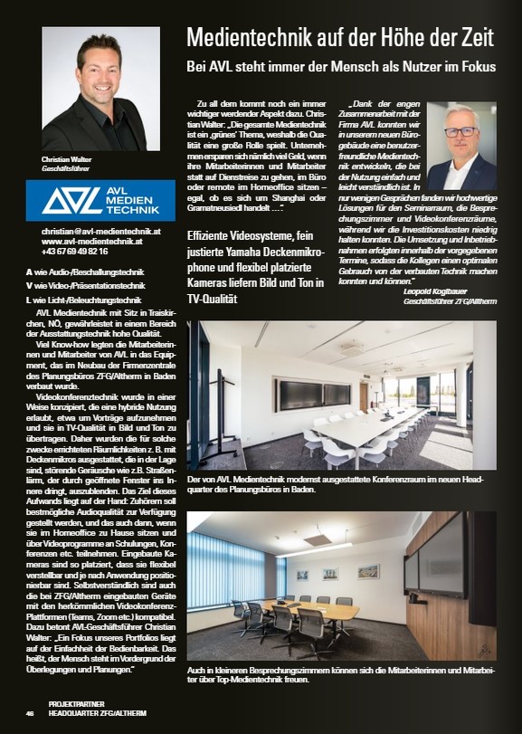AVL_Medientechnik_Artikel_Magazin_architektur_bauen_planen_wirtschaft_Ausgabe2023_Wien_Niederoesterreich